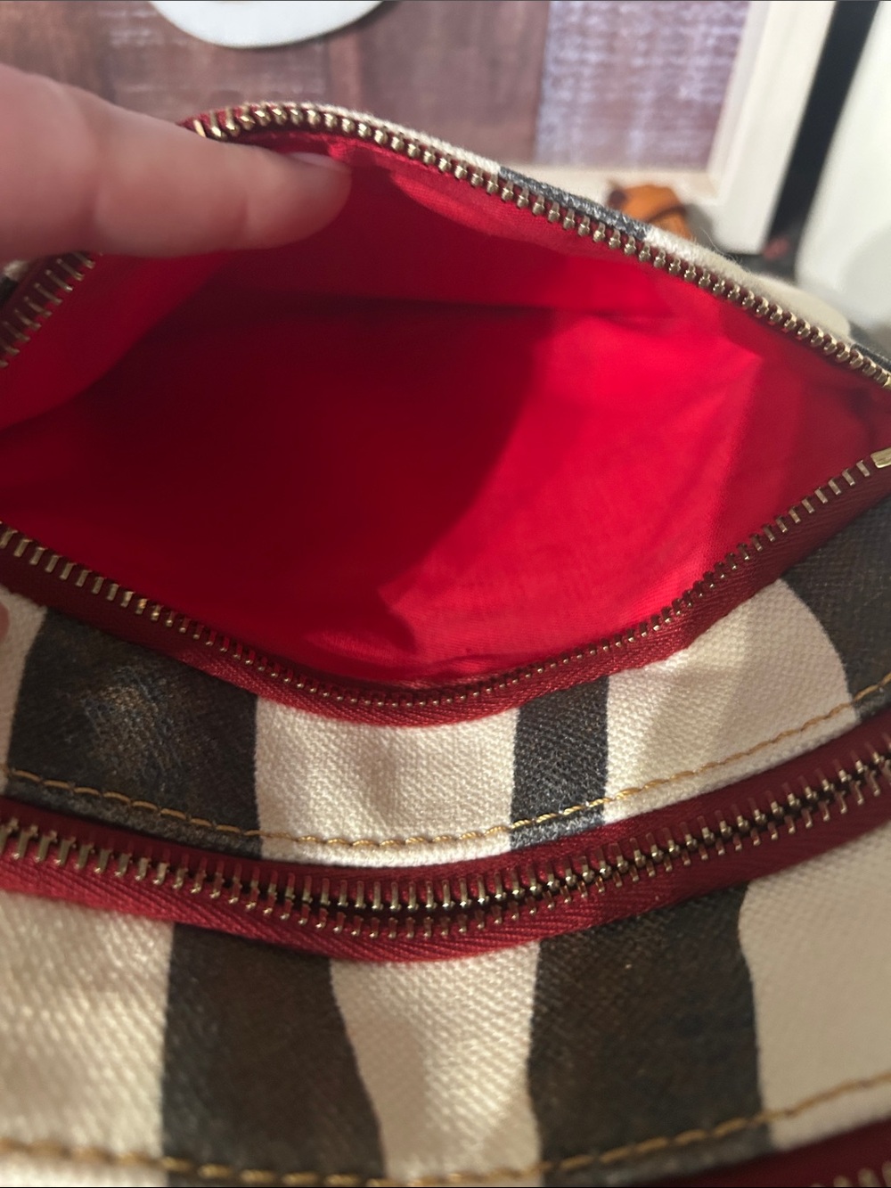 Dooney & Bourke Cream & Brown Zebra-Print Crossbody with Tan Leather Trim - Picture 7 of 9